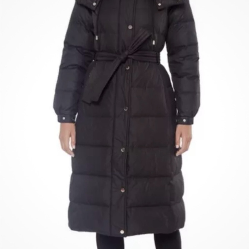Kate Spade Heavyweight Black Down Quilted Puffer Coat Sherpa & Hood Size Large - Picture 13 of 14
